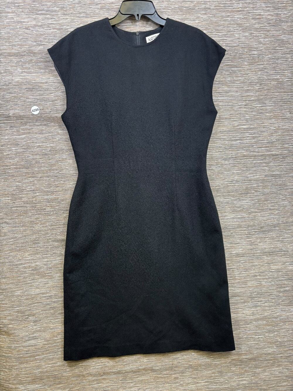 Kasper ASL 100% Wool Sheath Dress Womens Size 12 Black Cap Sleeve Casual Career
